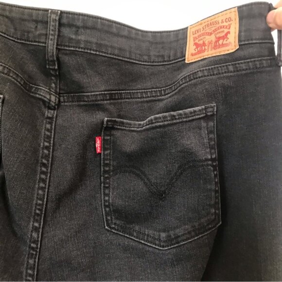 Levi's 414 Classic Straight Leg High Waist Stretch Boot Zip Black Denim Jeans 20 - Picture 9 of 14